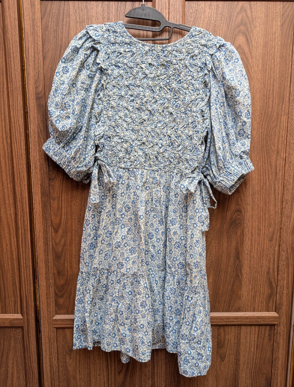 Sea New York Blue Floral Smocked Midi Dress